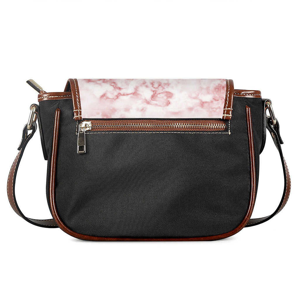 Rose Pink Marble Print Saddle Bag