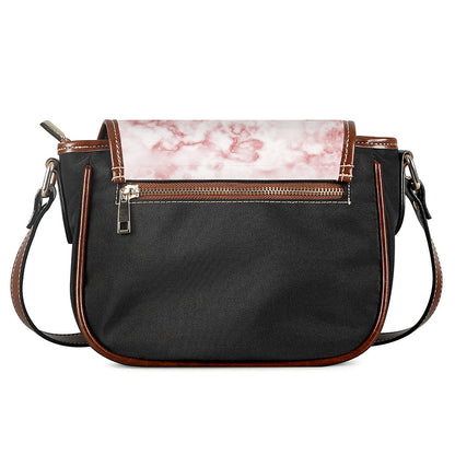 Rose Pink Marble Print Saddle Bag
