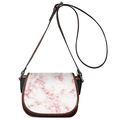 Rose Pink Marble Print Saddle Bag
