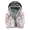 Rose Pink Marble Print Sherpa Lined Zip Up Hoodie