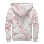 Rose Pink Marble Print Sherpa Lined Zip Up Hoodie