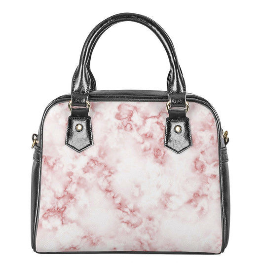 Rose Pink Marble Print Shoulder Handbag
