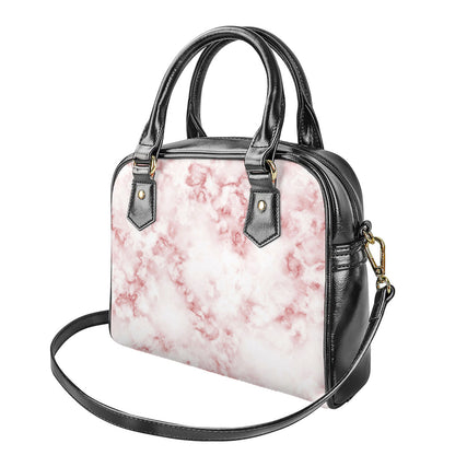 Rose Pink Marble Print Shoulder Handbag