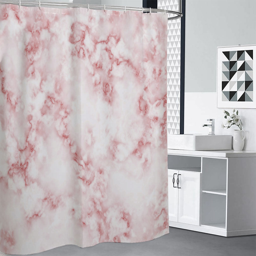 Rose Pink Marble Print Shower Curtain