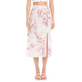 Rose Pink Marble Print Side Slit Midi Skirt