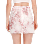 Rose Pink Marble Print Side Slit Mini Skirt