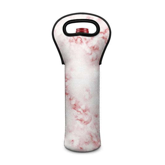 Rose Pink Marble Print Single Neoprene Wine Tote
