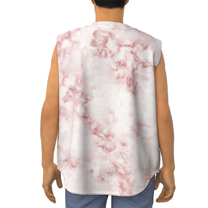 Rose Pink Marble Print Sleeveless Baseball Jersey