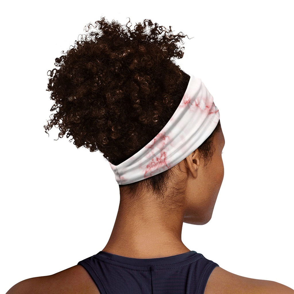 Rose Pink Marble Print Sports Headband