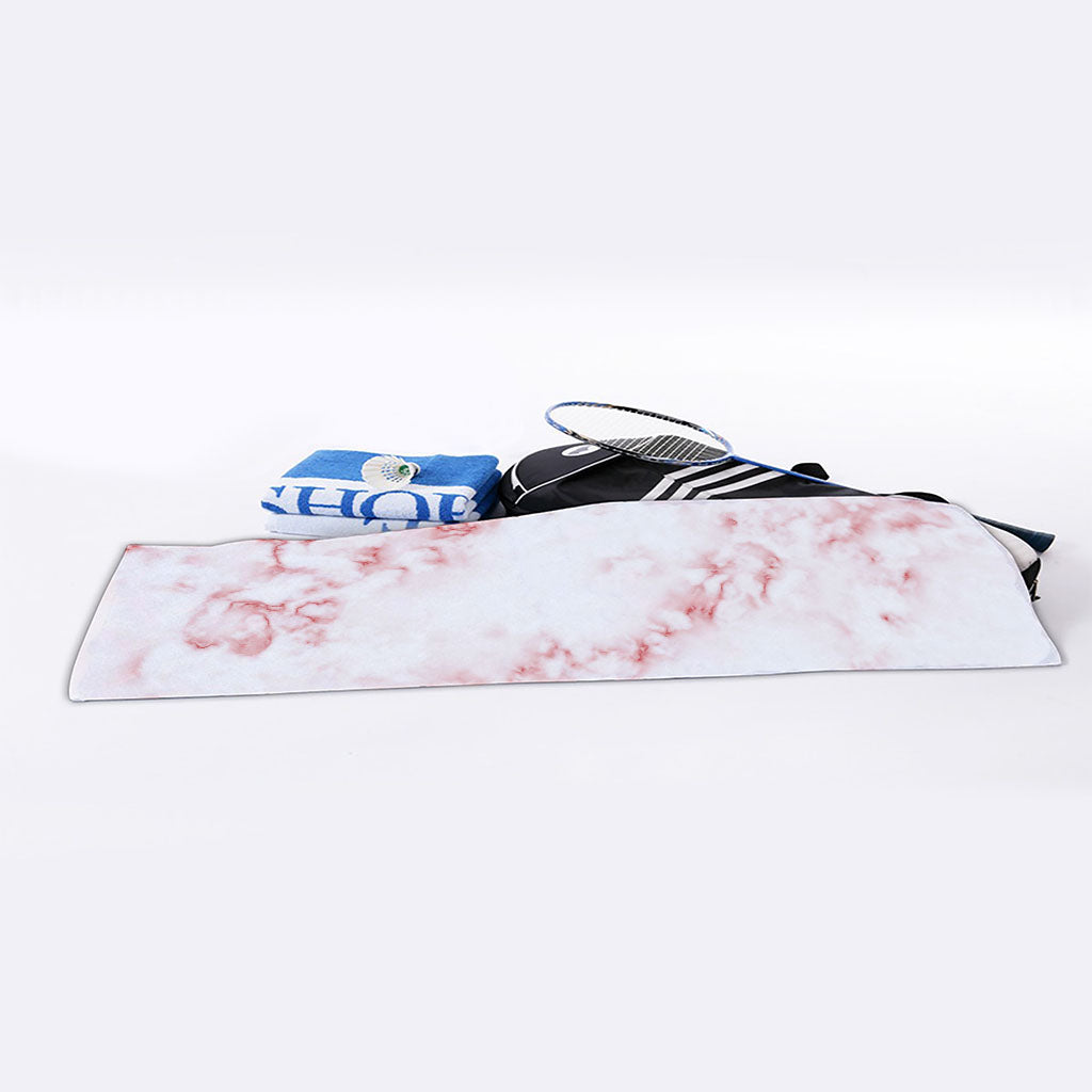 Rose Pink Marble Print Sports Towel