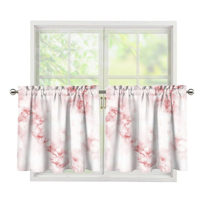 Rose Pink Marble Print Tier Curtains