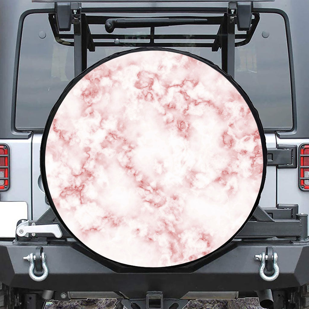 Rose Pink Marble Print Tire Cover