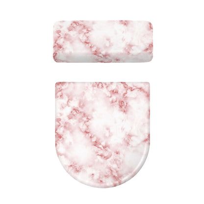 Rose Pink Marble Print Toilet Lid And Tank Cover Set