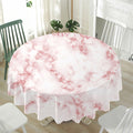 Rose Pink Marble Print Waterproof Round Tablecloth