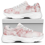 Rose Pink Marble Print White Chunky Shoes