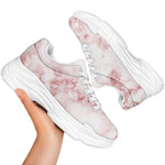 Rose Pink Marble Print White Chunky Shoes
