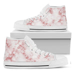 Rose Pink Marble Print White High Top Sneakers