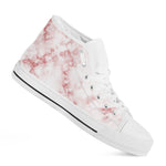 Rose Pink Marble Print White High Top Sneakers