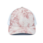 Rose Pink Marble Print White Mesh Trucker Cap