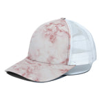 Rose Pink Marble Print White Mesh Trucker Cap