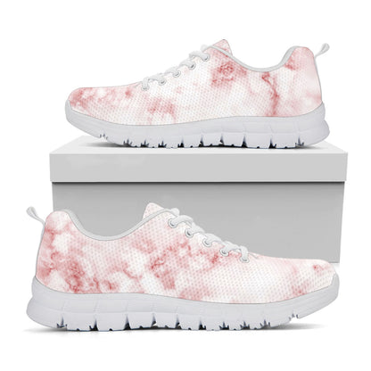 Rose Pink Marble Print White Running Shoes