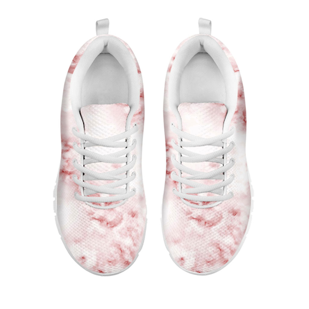 Rose Pink Marble Print White Running Shoes