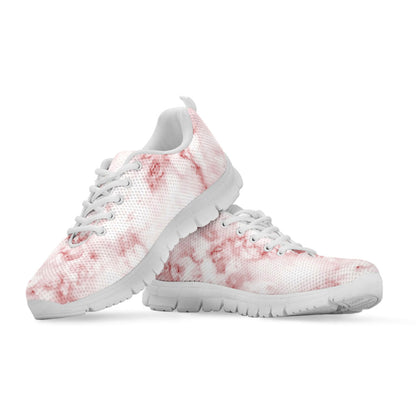 Rose Pink Marble Print White Running Shoes