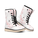 Rose Pink Marble Print Winter Boots