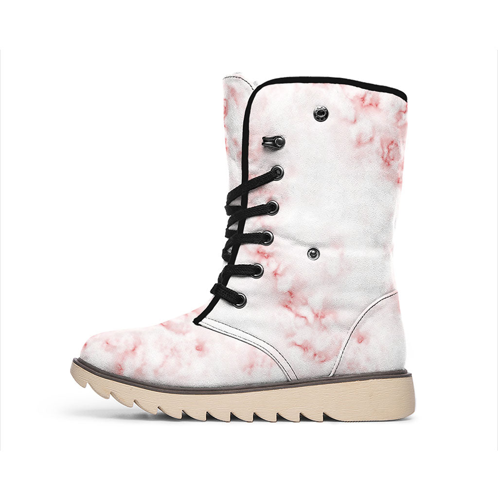 Rose Pink Marble Print Winter Boots