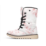 Rose Pink Marble Print Winter Boots