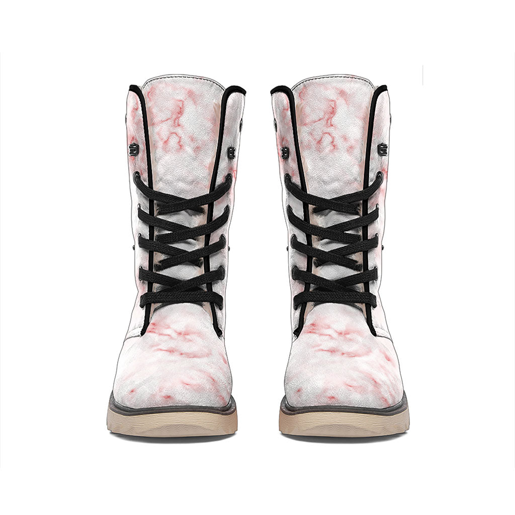 Rose Pink Marble Print Winter Boots