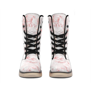 Rose Pink Marble Print Winter Boots