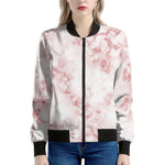 Rose Pink Marble Print Women's Bomber Jacket