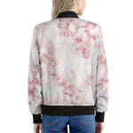 Rose Pink Marble Print Women's Bomber Jacket