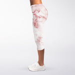 Rose Pink Marble Print Women's Capri Leggings