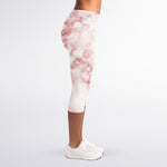 Rose Pink Marble Print Women's Capri Leggings