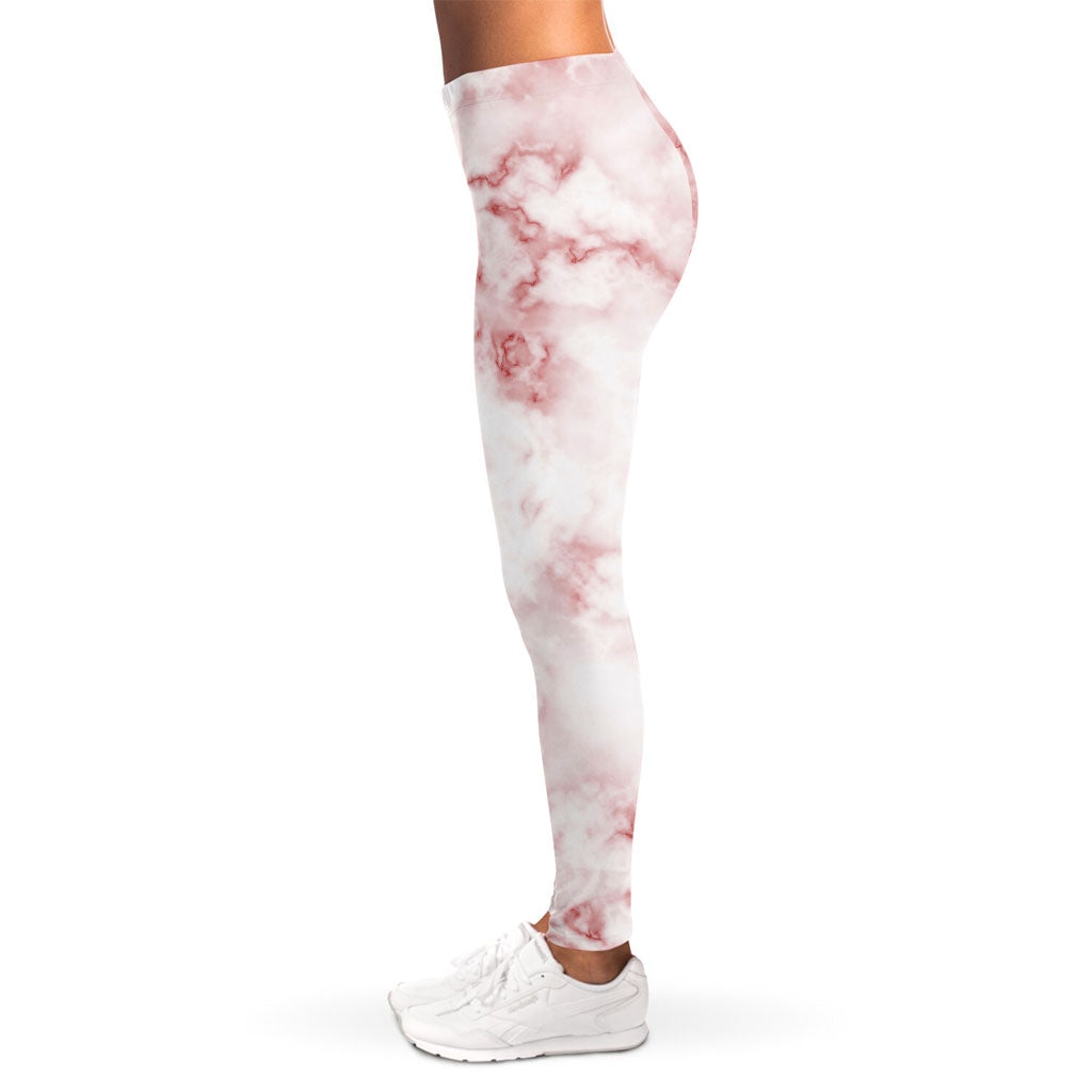 Rose Pink Marble Print Women's Leggings