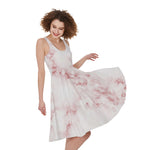Rose Pink Marble Print Women's Sleeveless Dress
