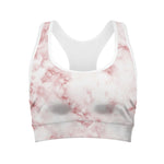 Rose Pink Marble Print Women's Sports Bra