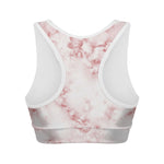 Rose Pink Marble Print Women's Sports Bra