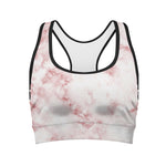 Rose Pink Marble Print Women's Sports Bra