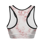 Rose Pink Marble Print Women's Sports Bra