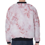 Rose Pink Marble Print Zip Sleeve Bomber Jacket