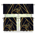 Rose Pyramid Print 3 Piece Kitchen Curtains
