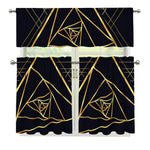 Rose Pyramid Print 3 Piece Kitchen Curtains