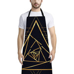 Rose Pyramid Print Bib Apron With Pocket