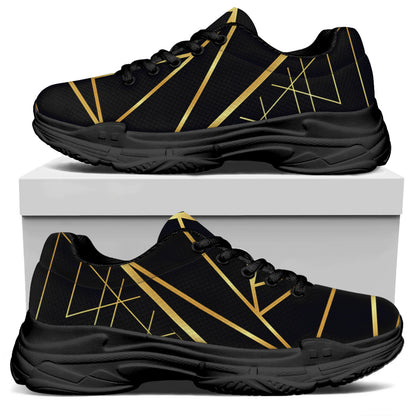 Rose Pyramid Print Black Chunky Shoes
