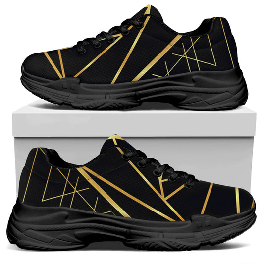 Rose Pyramid Print Black Chunky Shoes