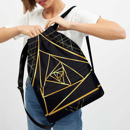 Rose Pyramid Print Drawstring Backpack
