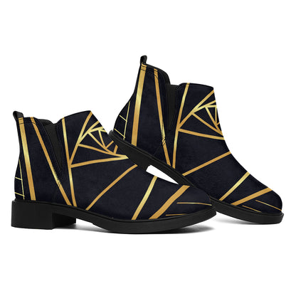 Rose Pyramid Print Flat Ankle Boots